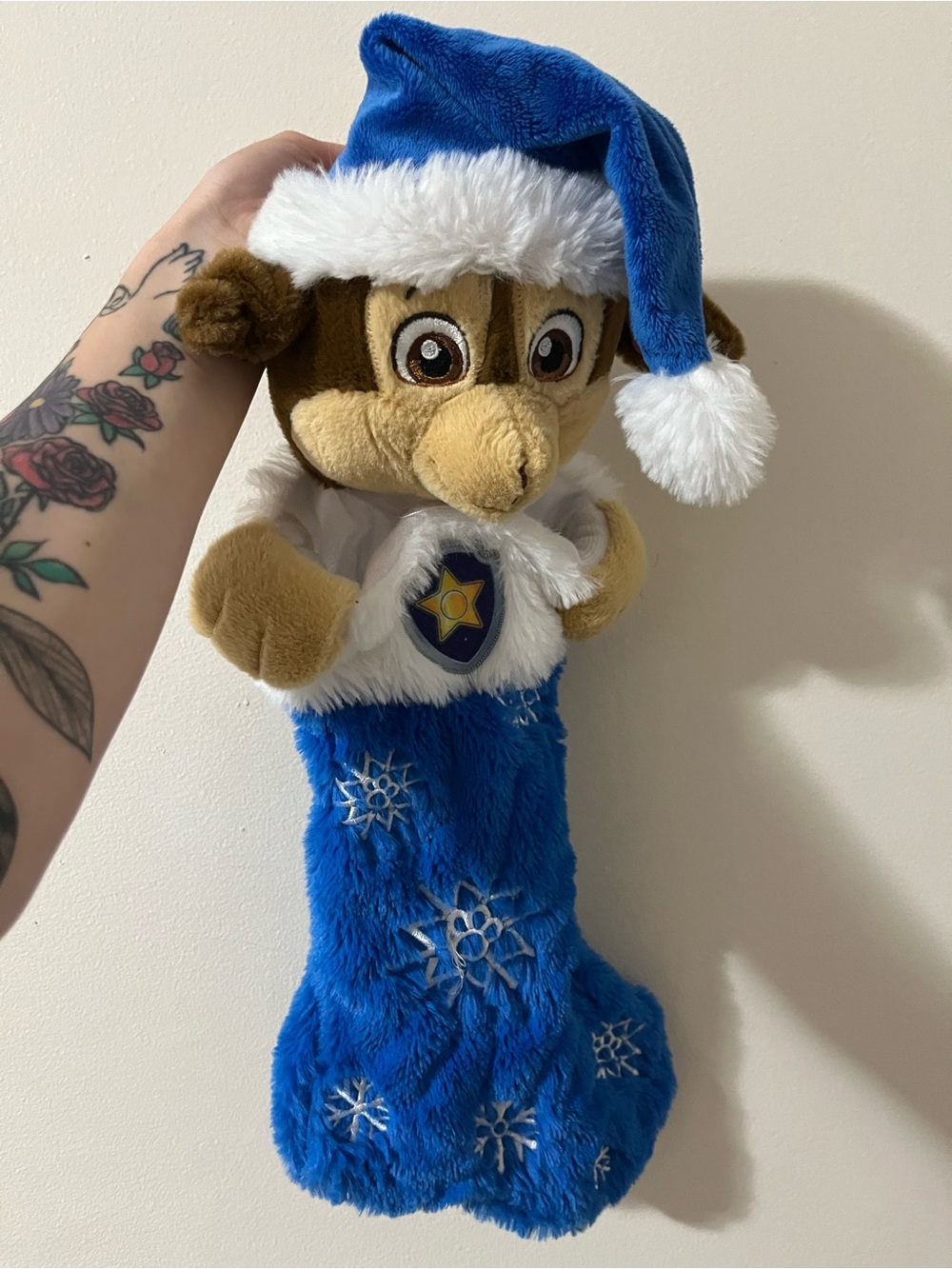 Paw Patrol Blue and White Chase Holiday Plush Stocking